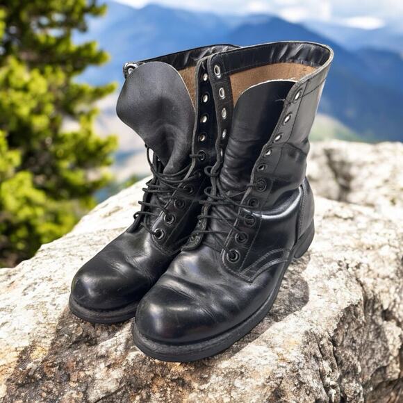 Vintage B.F. Goodrich Black Combat Boot BFG Sz 8 Army Military 70's Grunge Punk - Picture 1 of 13